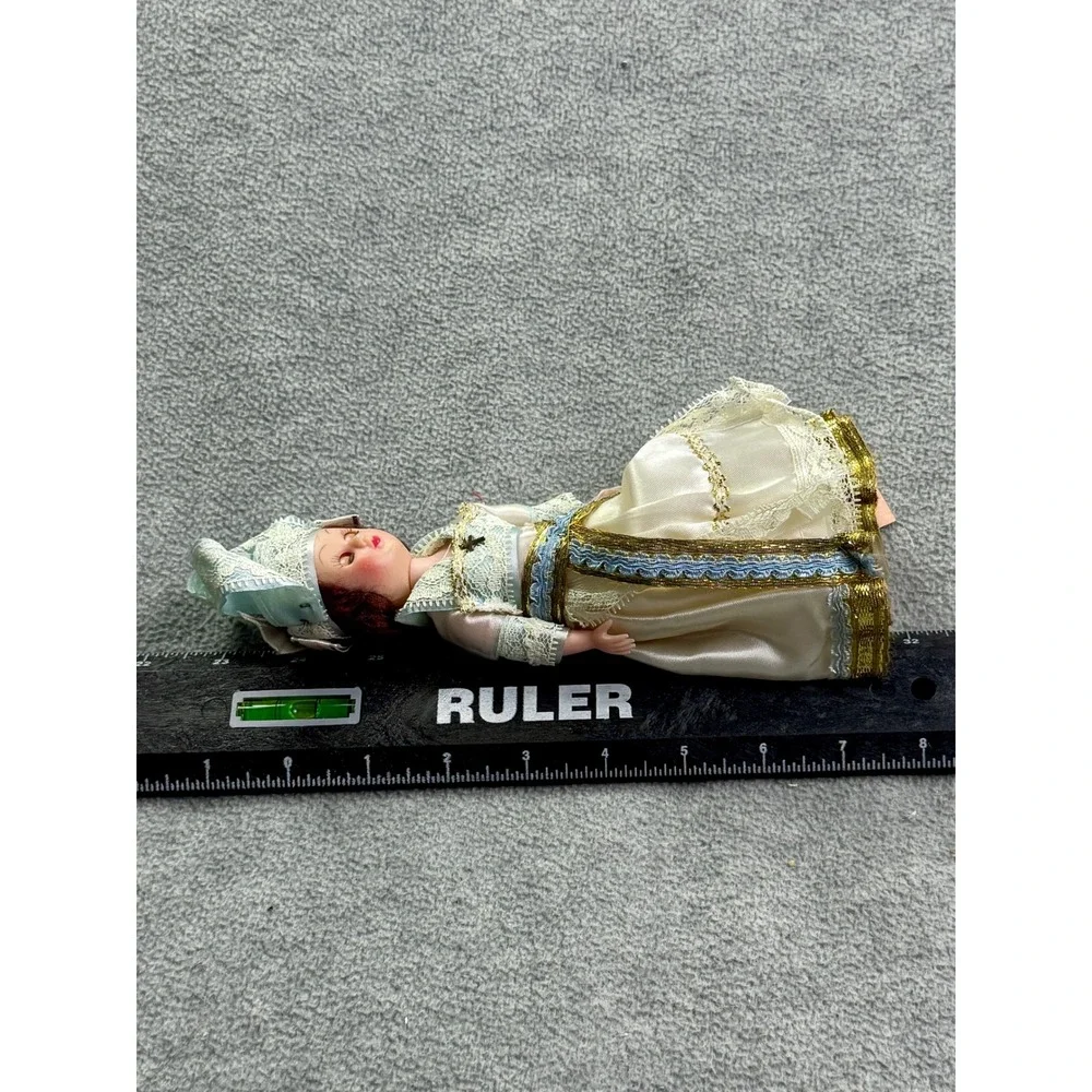 Vintage French Souvenir Doll Sleep Eyes Lace Costume France Native Dress Tagged